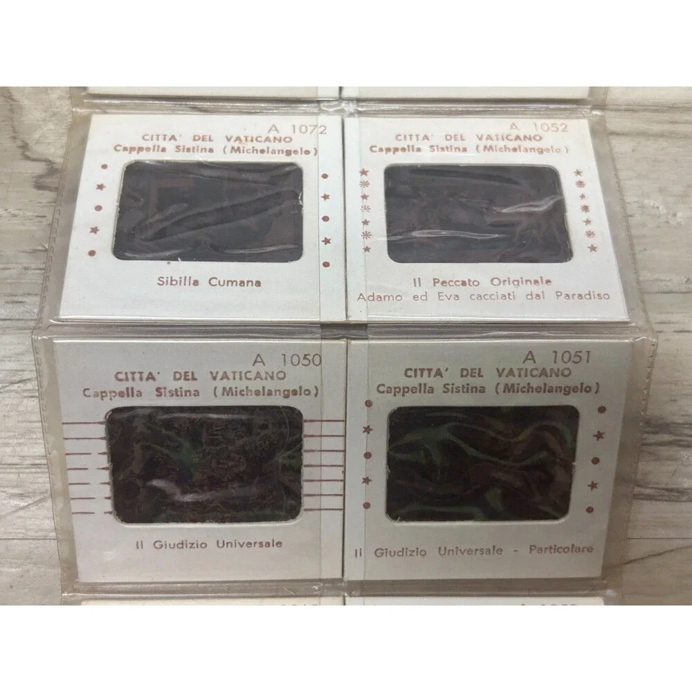Vtg Souvenir Set Of 12 Color Slides 35mm From Vaticano Capella Sistina Paintings